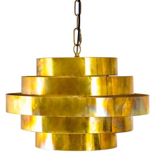 Industrial Antique Gold Metal Halo Tiered 1 Light Ceiling Pendant 43cm