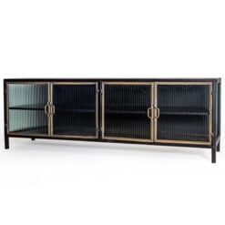 Industrial Black And Antique Gold Metal 4 Door Large Sideboard TV Stand 160cm