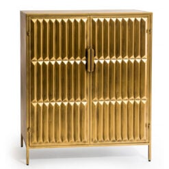 Industrial Gold Metal 2 Door Tall Sideboard Storage Cabinet