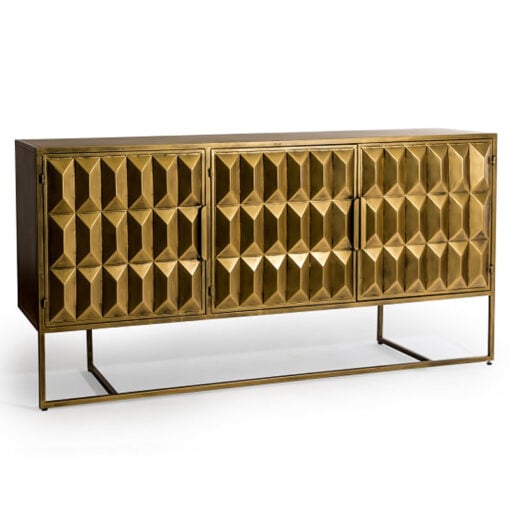 Industrial Gold Metal 3 Door Large Sideboard Cabinet 160cm