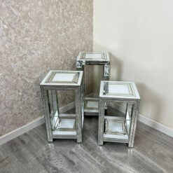 Madison White Glossy Glass And Mirrored Glass 2 Tier Side Table 76cm