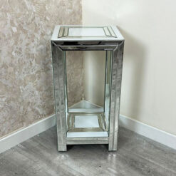 Madison White Glossy Glass And Mirrored Glass 2 Tier Side Table 76cm