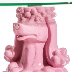 Pink Resin And Glass Poodle Dog Animal Side Table End Table 64cm