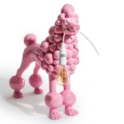 Pink Resin And Plastic Poodle Dog Animal Table Lamp 45cm