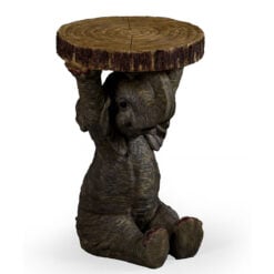 Resin Elephant Holding A Trunk Slice Animal Side Table 48cm