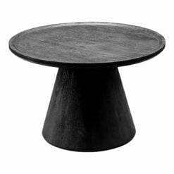 Rustic Industrial Round Pedestal Black Solid Mango Wood Coffee Table