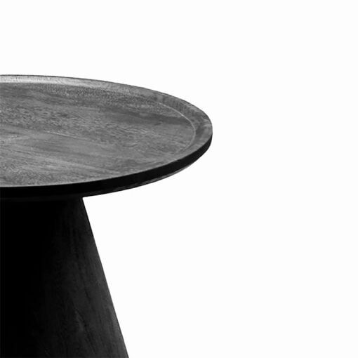 Rustic Industrial Round Pedestal Black Solid Mango Wood Coffee Table