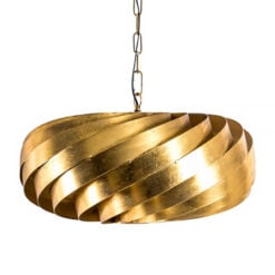 Twisted Art Deco Gold Metal 1 Light Ceiling Pendant Chandelier 51cm