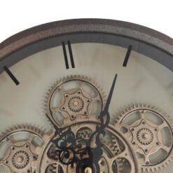 Antique Copper And Gold Metal Visible Moving Gears Round Wall Clock 36cm