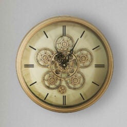 Antique Gold Metal Visible Moving Gears Round Wall Clock 23cm