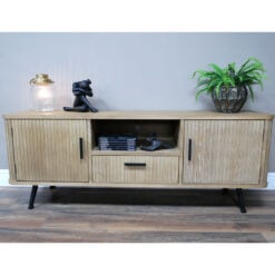 Boho Industrial Light Fir Wood And Black Metal Large TV Stand 150cm