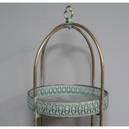 Boho Moroccan 5 Tier Antique Gold And Aqua Metal Open Shelving Unit 166cm