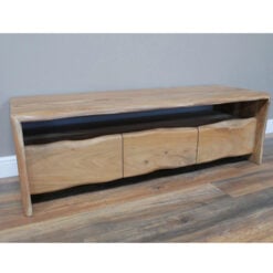 Boho Rustic Solid Acacia Wood Live Edge 3 Drawer TV Stand 146cm