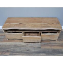 Boho Rustic Solid Acacia Wood Live Edge 3 Drawer TV Stand 146cm