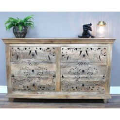 Boho Rustic Solid Light Mango Wood 6 Drawer Large Chest Of Drawers 150cm