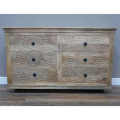 Boho Solid Mango Wood 6 Drawer Large Chest Of Drawers 150cm