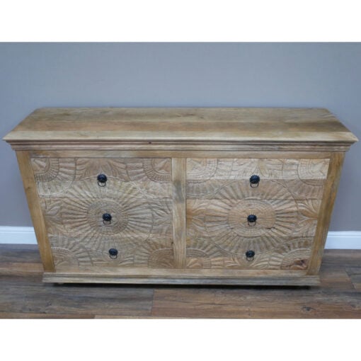 Boho Solid Mango Wood 6 Drawer Large Chest Of Drawers 150cm