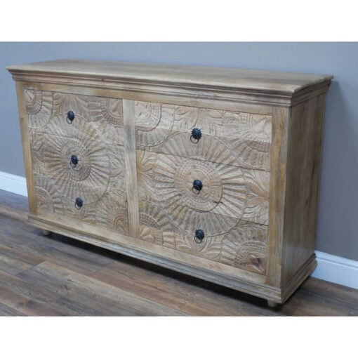 Boho Solid Mango Wood 6 Drawer Large Chest Of Drawers 150cm