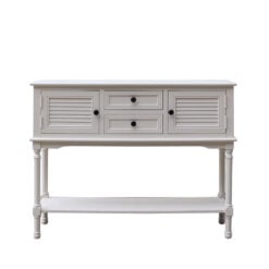 French Country Cottage Solid Pearl White Wood 2 Drawer 2 Door Sideboard