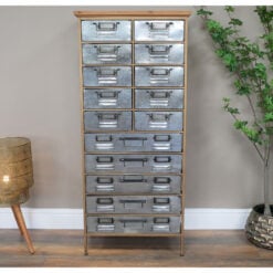 Industrial Antique Gold And Silver Metal Apothecary Multi Drawer Cabinet 121cm