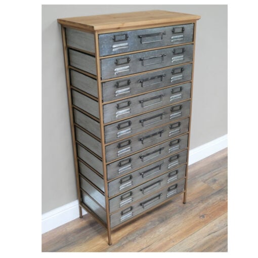 Industrial Antique Gold And Silver Metal Apothecary Multi Drawer Cabinet 121cm