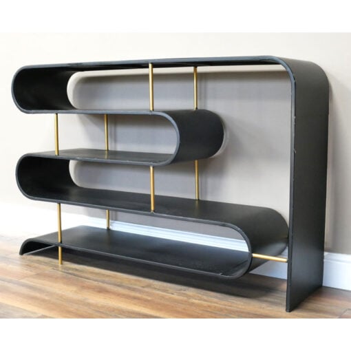 Industrial Black And Gold Metal Open Shelving Display Unit Sideboard 120cm