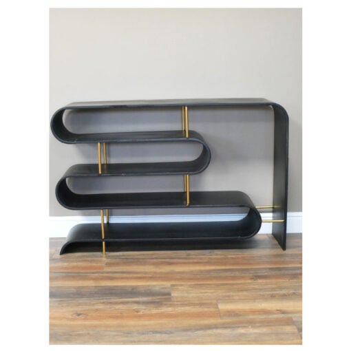 Industrial Black And Gold Metal Open Shelving Display Unit Sideboard 120cm