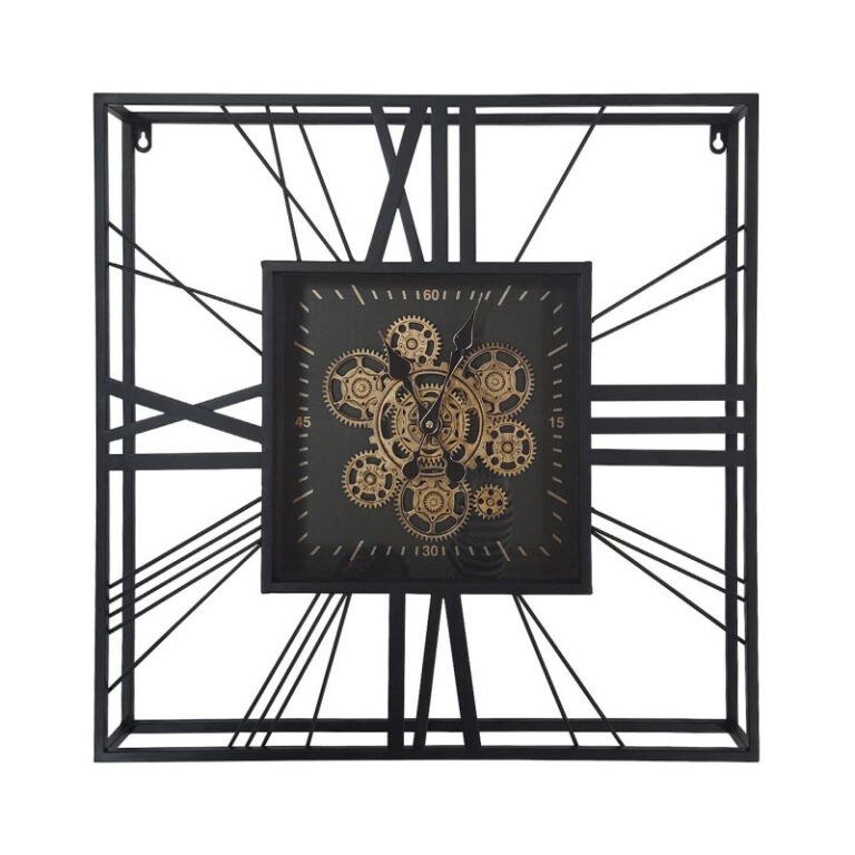 Industrial Black And Gold Metal Visible Moving Gears Large Wall Clock ...