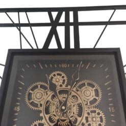 Industrial Black And Gold Metal Visible Moving Gears Large Wall Clock 60cm