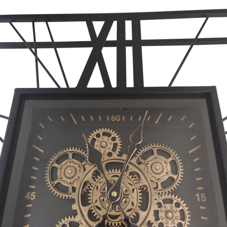 Industrial Black And Gold Metal Visible Moving Gears Large Wall Clock ...