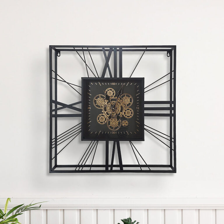 Industrial Black And Gold Metal Visible Moving Gears Large Wall Clock ...