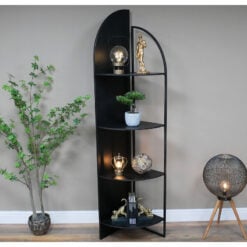 Industrial Black Metal 4 Tier Corner Shelving Display Unit 199cm