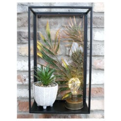 Industrial Black Metal And Coloured Glass Flower Vertical Wall Shelf 48cm