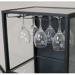 Industrial Black Metal And Glass Bar Wine Storage Cabinet 140cm