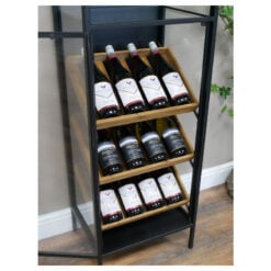 Industrial Black Metal And Glass Bar Wine Storage Cabinet 140cm