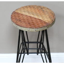 Industrial Black Metal And Solid Mango Wood Bar Stool 72cm