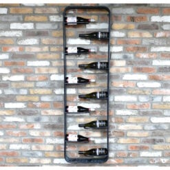 Industrial Engraved Black Metal 10 Bottle Wall Wine Bottle Rack 160cm