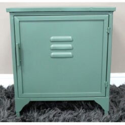 Industrial Green Metal Locker Style 1 Door Bedside Cabinet Side Table