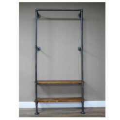 Industrial Steel Grey Metal Pipe Hall Stand Shelving Unit Coat Rack 194cm