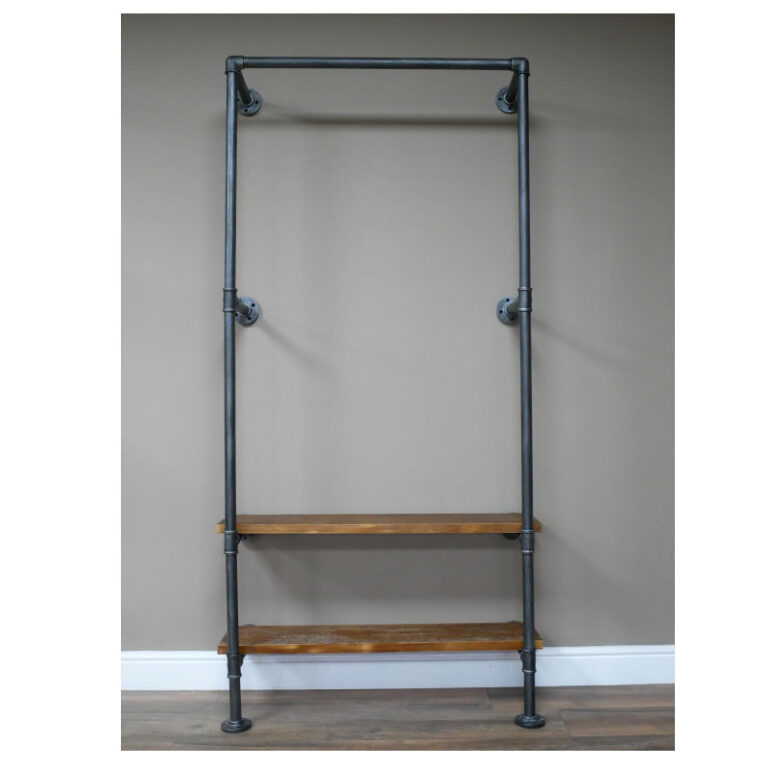 Industrial Steel Grey Metal Pipe Hall Stand Shelving Unit Coat Photo Inspiration