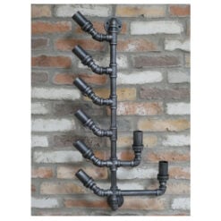 Industrial Steel Grey Metal Pipe Wall Bottle Holder Wine Rack