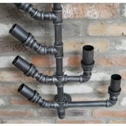 Industrial Steel Grey Metal Pipe Wall Bottle Holder Wine Rack