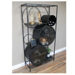 Retro Industrial Black And Grey Metal And Glass Shelving Unit Display Cabinet 180cm