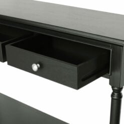 Arabella Black Wood Large 3 Drawer Console Table Hallway Table 120cm