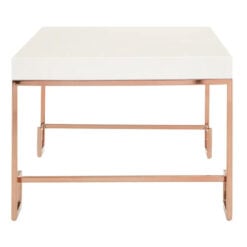 Art Deco Rose Gold Metal And White High Gloss Wood Coffee Table