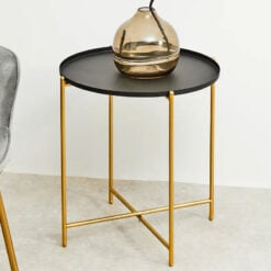 Black And Gold Metal Tray Top Side Table End Table