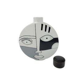 Black And White Abstract Face Ceramic Ginger Jar With Lid 29cm