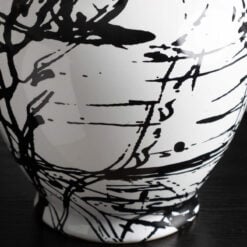 Black And White Abstract Splash Ceramic Ginger Jar With Lid 22cm