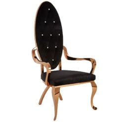 Black Velvet And Rose Gold Baroque High Back Throne Armchair Accent Chair