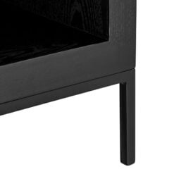 Black Wood And Black And Gold Metal 2 Door 2 Shelf TV Stand 150cm